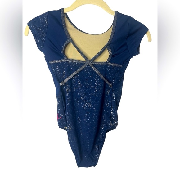 Future Star by Capezio Navy Blue Leotard with Gold Sparkle Size Small - Picture 4 of 4